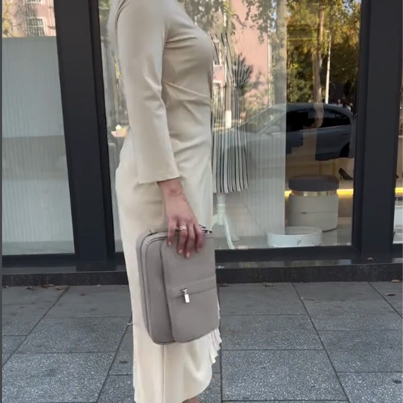 💌 Begrenzter Muttertagsverkauf, 49 % Rabatt🌈Langarmkleid mit Rundhalsausschnitt und gerüschtem Saum