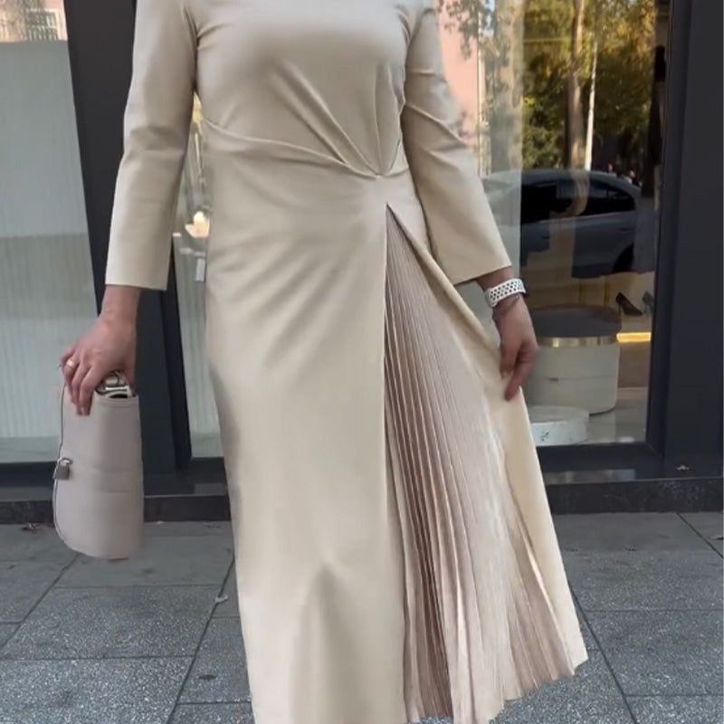 💌 Begrenzter Muttertagsverkauf, 49 % Rabatt🌈Langarmkleid mit Rundhalsausschnitt und gerüschtem Saum