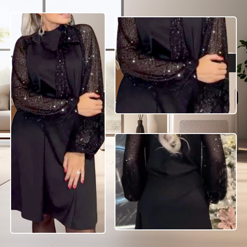 🌈Pailletten-Patchwork-Krawattenkleid für Frauen