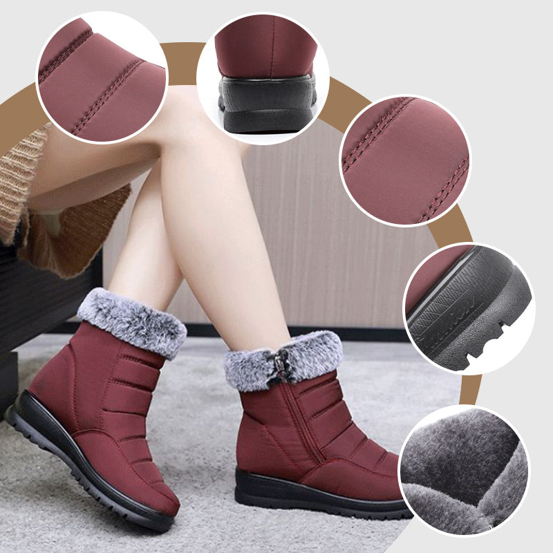 Wasserdichte Schneestiefel mit Kunstfell-Reißverschluss für Damen