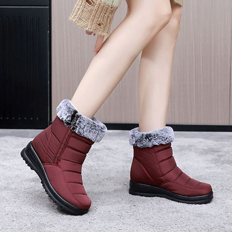 Wasserdichte Schneestiefel mit Kunstfell-Reißverschluss für Damen