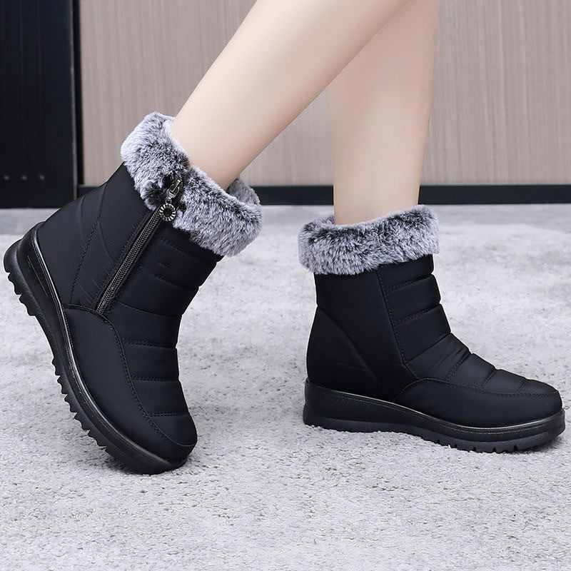 Wasserdichte Schneestiefel mit Kunstfell-Reißverschluss für Damen