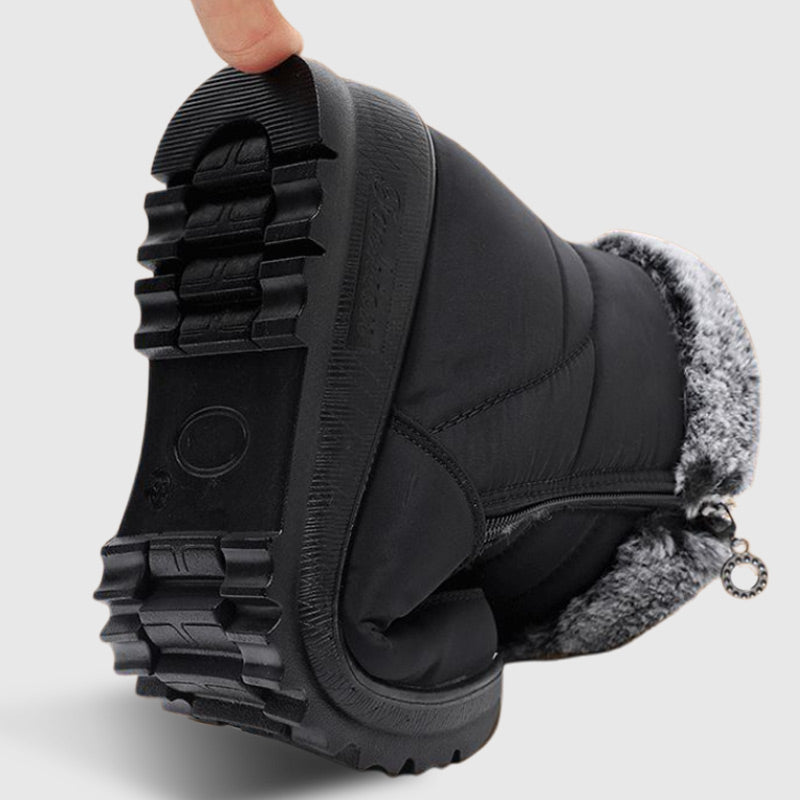 Wasserdichte Schneestiefel mit Kunstfell-Reißverschluss für Damen