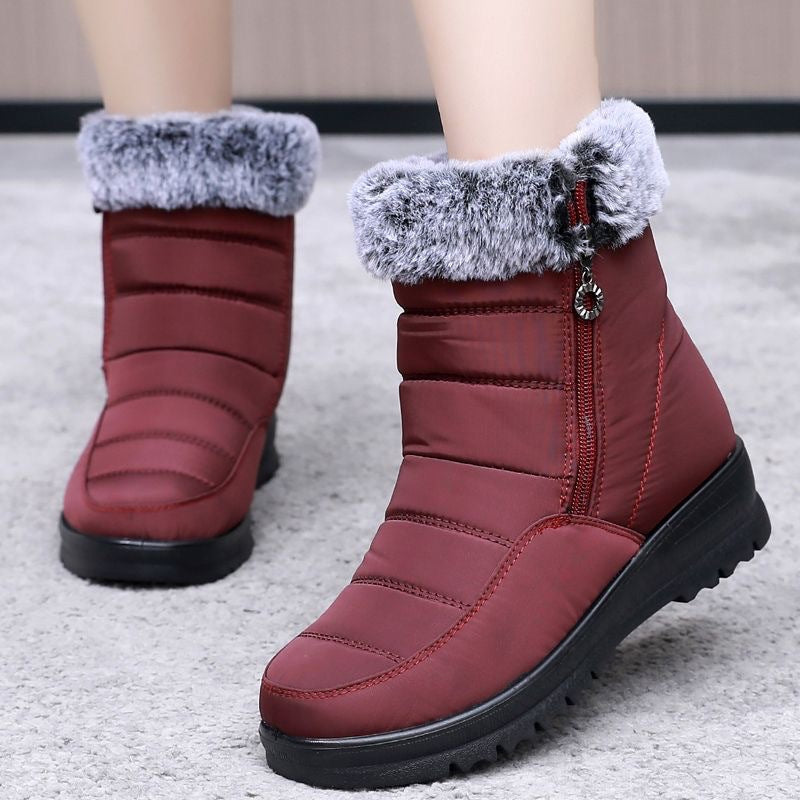 Wasserdichte Schneestiefel mit Kunstfell-Reißverschluss für Damen