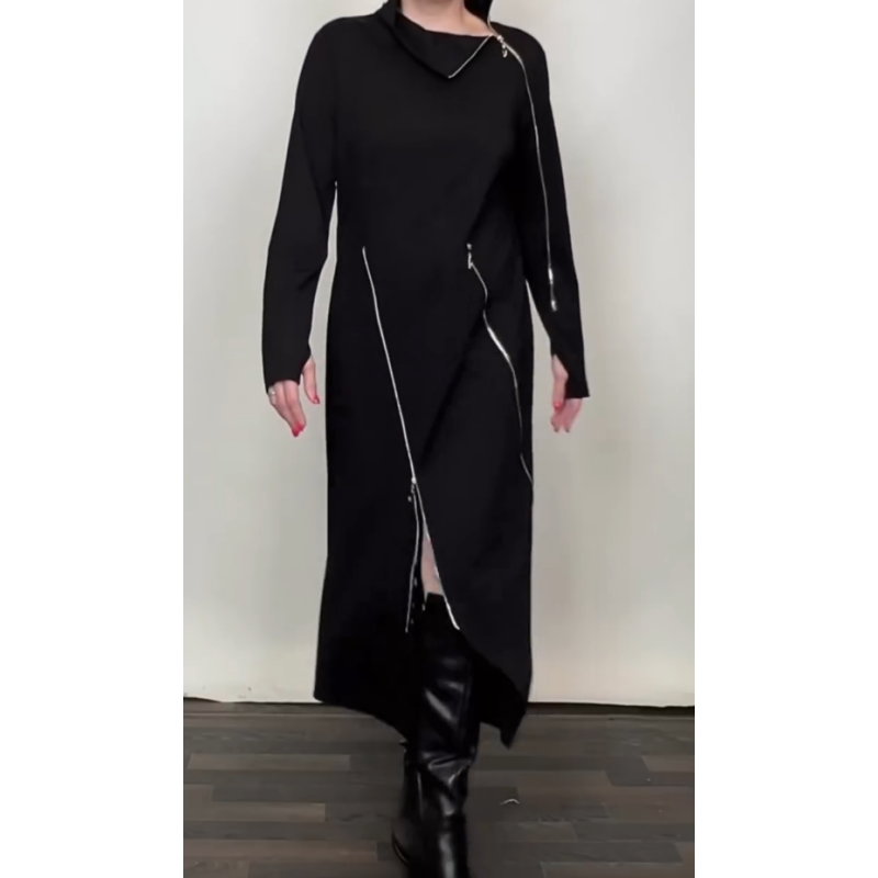 ✨Modisches einfarbiges Maxikleid für Damen mit drei Reißverschlüssen