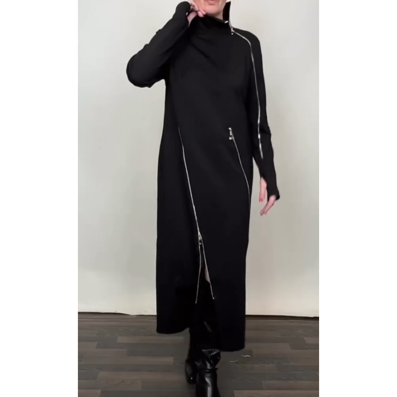 ✨Modisches einfarbiges Maxikleid für Damen mit drei Reißverschlüssen