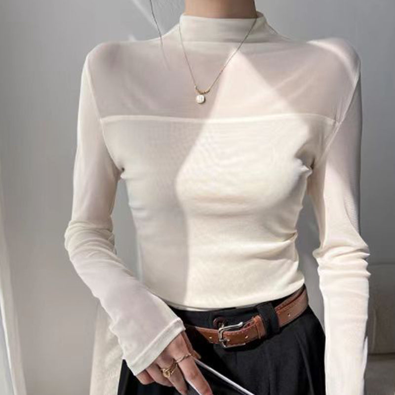 🔥Räumungsverkauf👚Mesh-Top mit Stehkragen für Damen