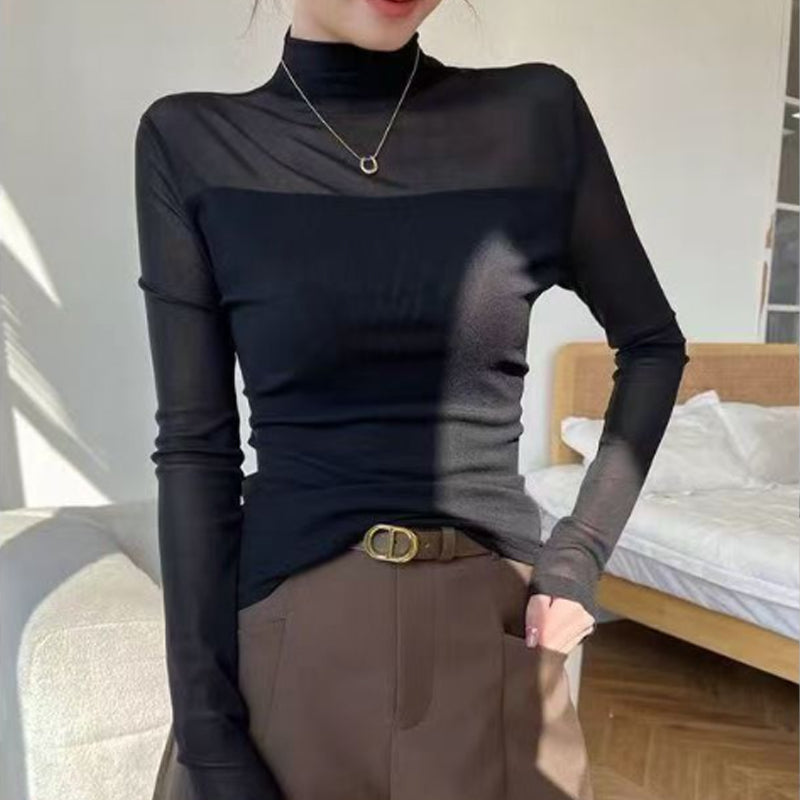 🔥Räumungsverkauf👚Mesh-Top mit Stehkragen für Damen