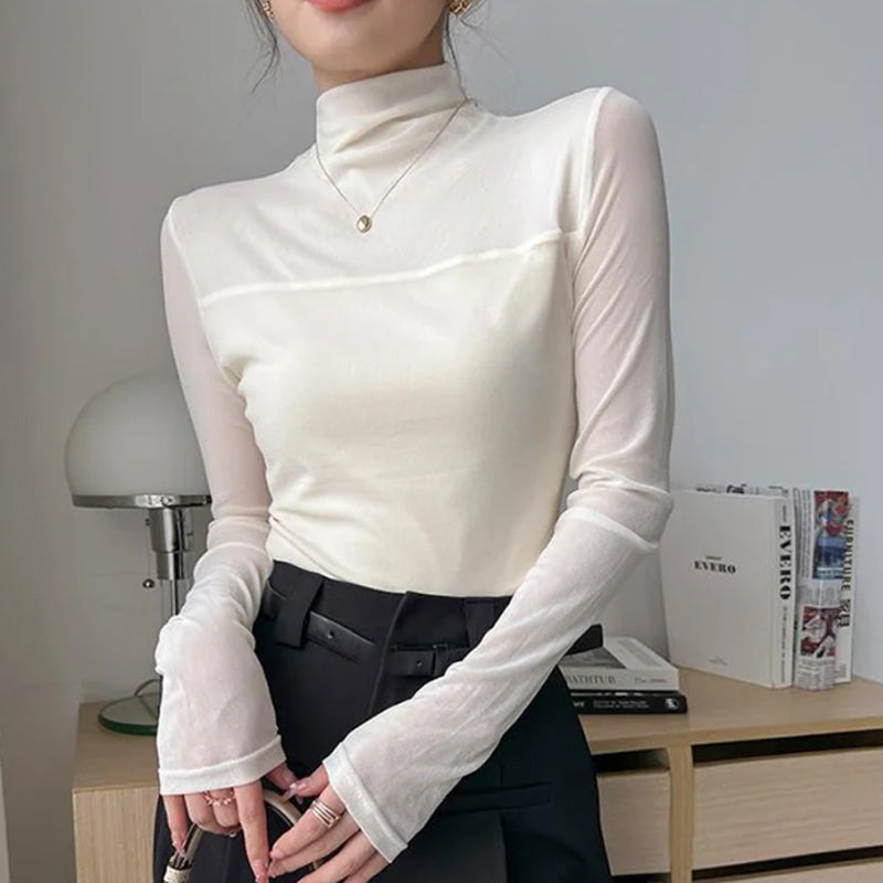 🔥Räumungsverkauf👚Mesh-Top mit Stehkragen für Damen