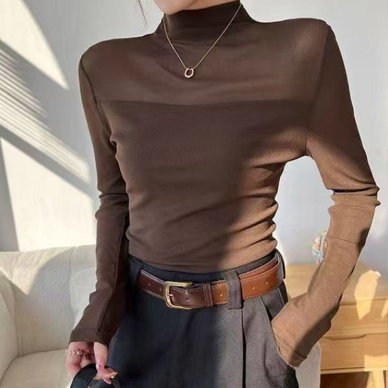 🔥Räumungsverkauf👚Mesh-Top mit Stehkragen für Damen