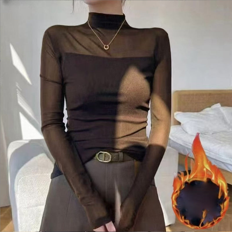 🔥Räumungsverkauf👚Mesh-Top mit Stehkragen für Damen