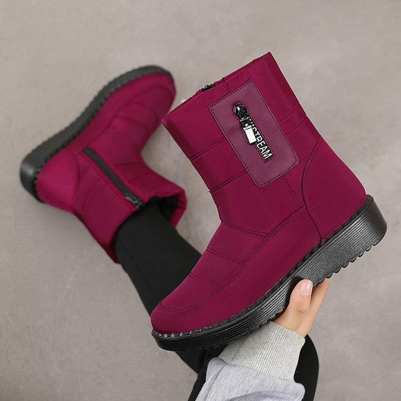 Damen Warme Schneestiefel mit seitlichem Reißverschluss