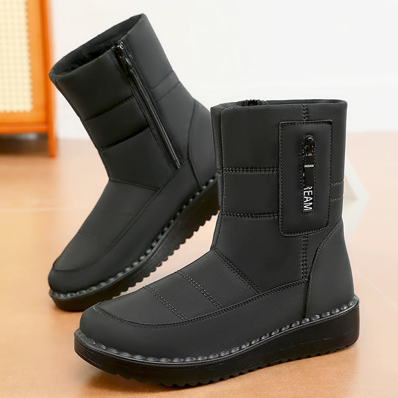 Damen Warme Schneestiefel mit seitlichem Reißverschluss