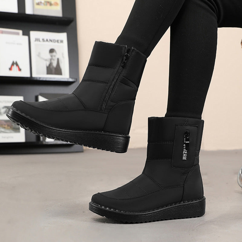 Damen Warme Schneestiefel mit seitlichem Reißverschluss