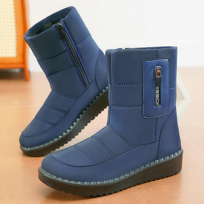 Damen Warme Schneestiefel mit seitlichem Reißverschluss
