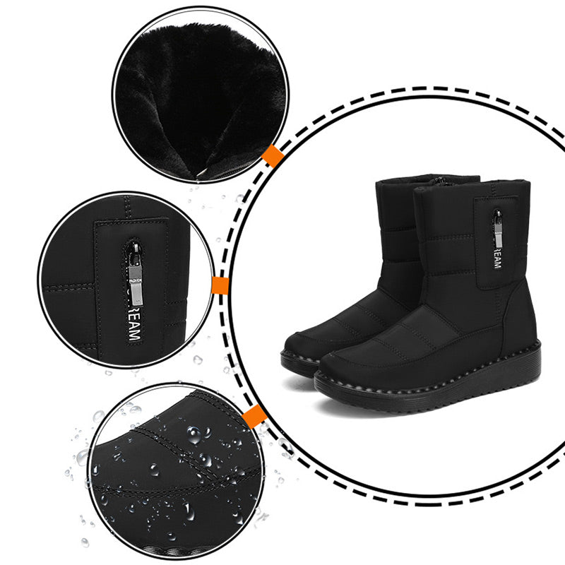 Damen Warme Schneestiefel mit seitlichem Reißverschluss
