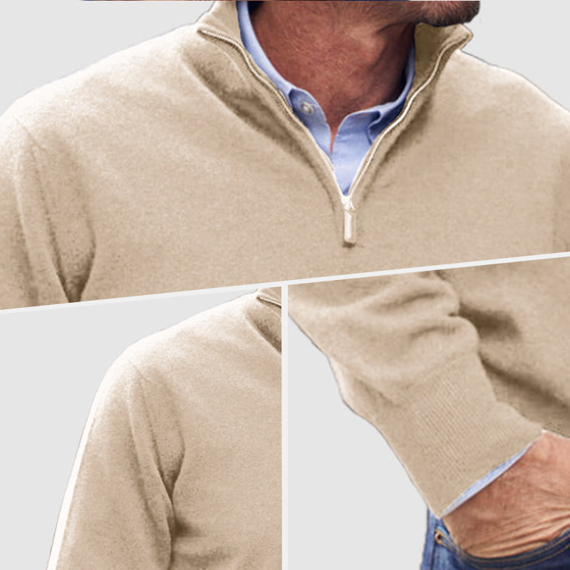 Herren Basic-Pullover mit Reißverschluss