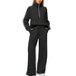 Set aus hochgeschlossenem Pullover mit Reißverschluss und Hose mit weitem Bein für Damen