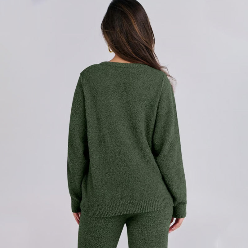 💕Ultraweiches Loungewear-Set für Damen🌿Oberteil mit Rundhalsausschnitt und passende Hose💖