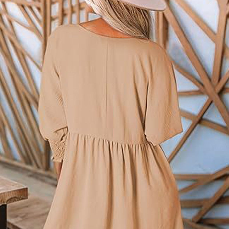 Kleid mit Rundhalsausschnitt und 3/4-Ärmeln