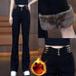 2025 Neues Design👖💖Damen Schlaghose mit hohem Bund und Plüschfutter