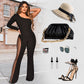 🌸Saisonrabatt 49%🌸 Sexy schulterfreier, figurbetonter Jumpsuit mit Strasssteinen