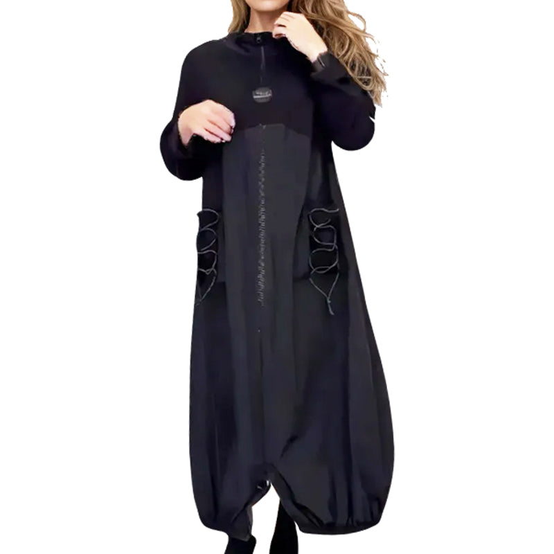 🌟49 % Rabatt!：Langärmeliges Kleid mit Mokkakragen und Kordelzug【kostenloser Versand】