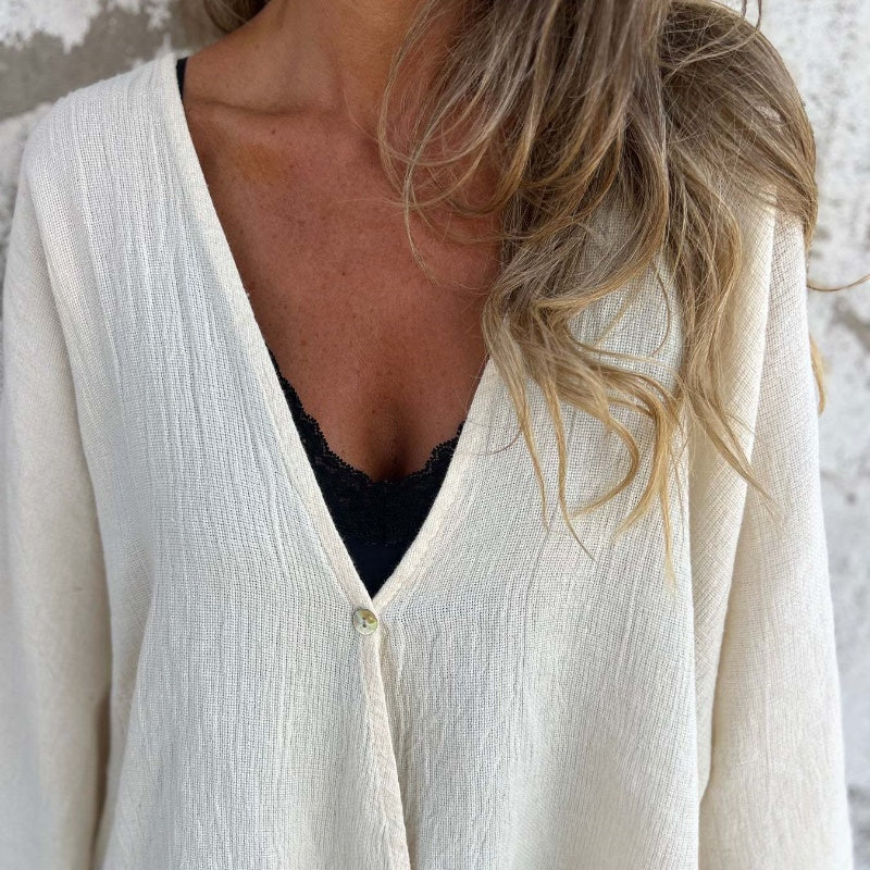 Leichter Damen-Cardigan mit tiefem V-Ausschnitt