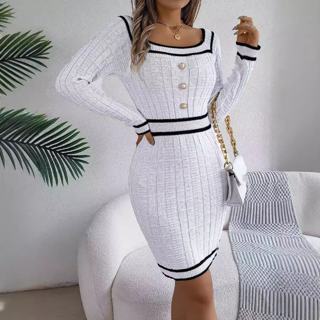 ✨🔥Beliebtes Produkt ！✨Mini-Strickpulloverkleid mit eckigem Ausschnitt für Damen👗