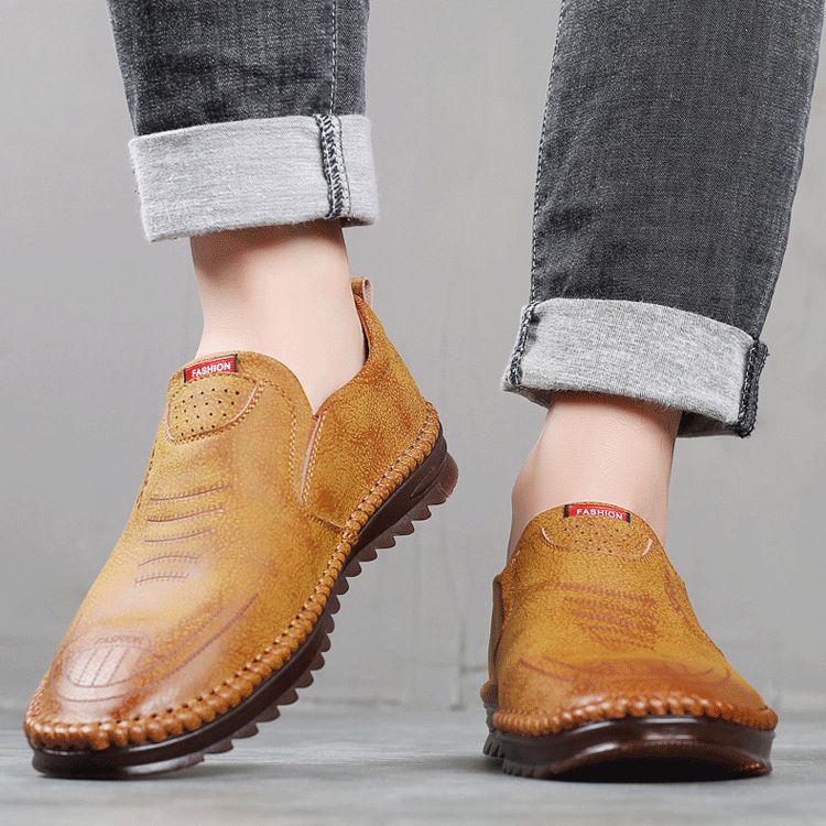 🔥40 % RABATT🔥Atmungsaktive, rutschfeste Ledersneaker für Herren