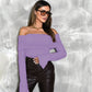 Schulterfreier Pullover mit langen Ärmeln