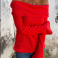 Schulterfreier Pullover mit langen Ärmeln