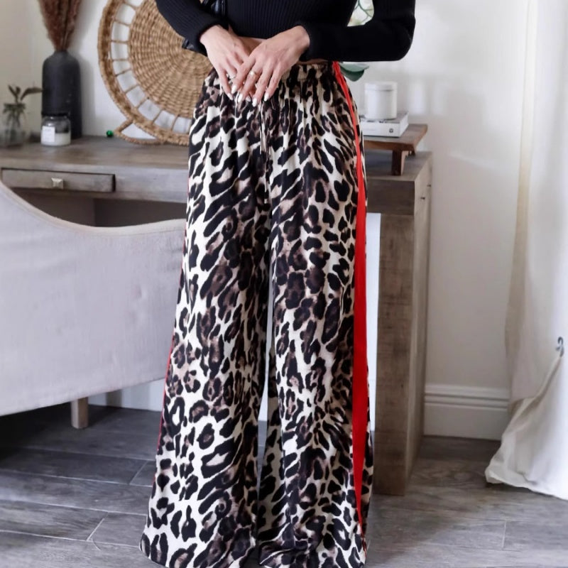 Weite Hose in Patchwork mit Leopardenmuster für Damen