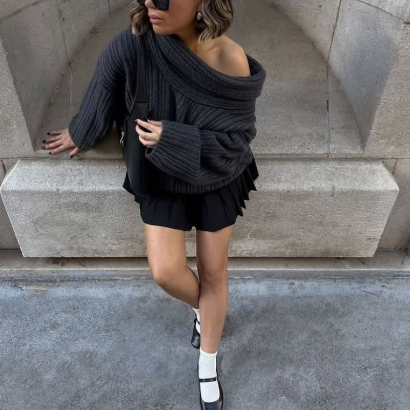 Oversized Off-Shoulder Pullover für Frauen