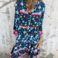 Lässiges Kleid mit Blumenmuster, V-Ausschnitt und Knopfverschluss