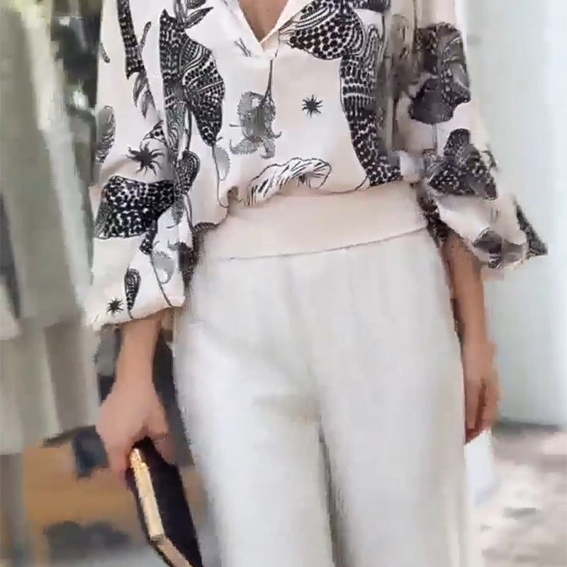 🎉50 % RABATT 🛍️2-teiliges Damen-Outfit mit Button-Down-Hemd und Hose