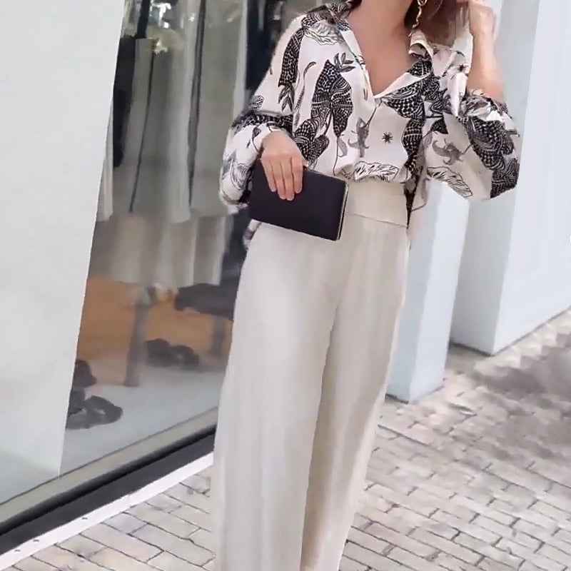 🎉50 % RABATT 🛍️2-teiliges Damen-Outfit mit Button-Down-Hemd und Hose