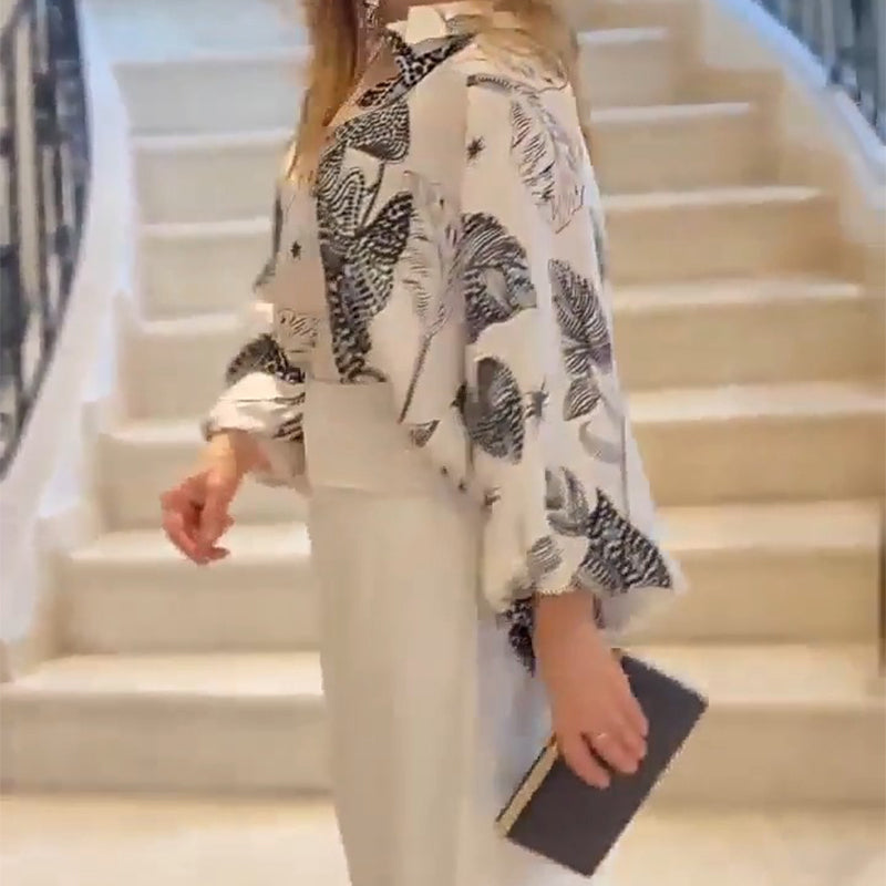 🎉50 % RABATT 🛍️2-teiliges Damen-Outfit mit Button-Down-Hemd und Hose