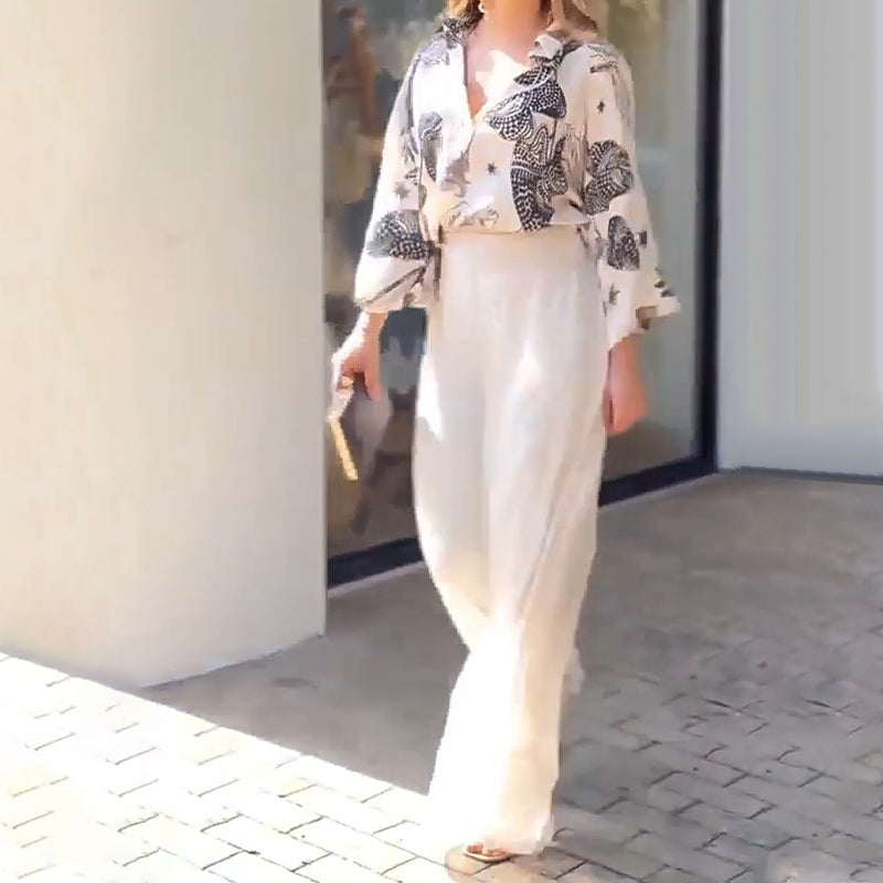 🎉50 % RABATT 🛍️2-teiliges Damen-Outfit mit Button-Down-Hemd und Hose