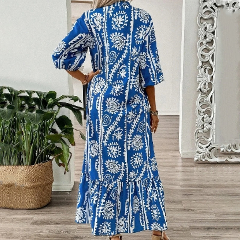 💖49% Rabatt💖 Elegantes, atmungsaktives Kleid mit V-Ausschnitt und Blumenmuster