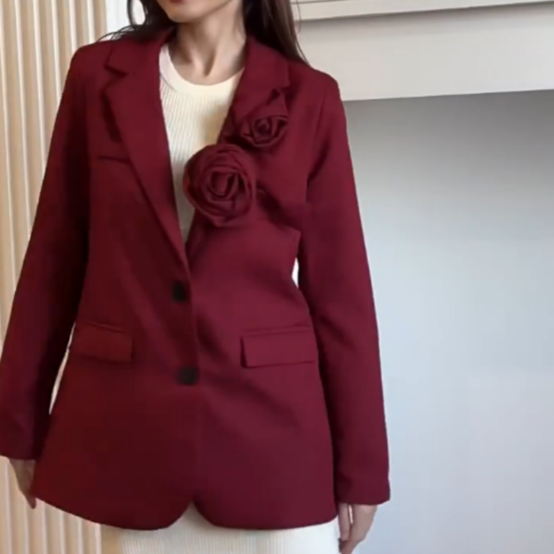 🌹 Elegante, langärmlige Bürojacken für Damen in Rosa