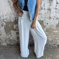 Lockere Hose mit weitem Bein und elastischer Taille