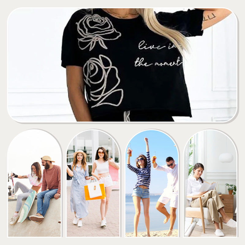Lässiges T-Shirt mit Blumenmuster und Bustier-Rock für Frauen