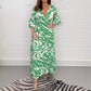 V-Ausschnitt Zebra Streifen Taille 3/4 Ärmel Kleid