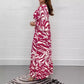 V-Ausschnitt Zebra Streifen Taille 3/4 Ärmel Kleid