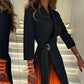 Ombre Reverskragen Tailliertes Plissee Blazer Kleid
