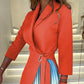 Ombre Reverskragen Tailliertes Plissee Blazer Kleid