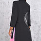 Ombre Reverskragen Tailliertes Plissee Blazer Kleid