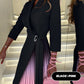 Ombre Reverskragen Tailliertes Plissee Blazer Kleid