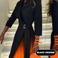 Ombre Reverskragen Tailliertes Plissee Blazer Kleid